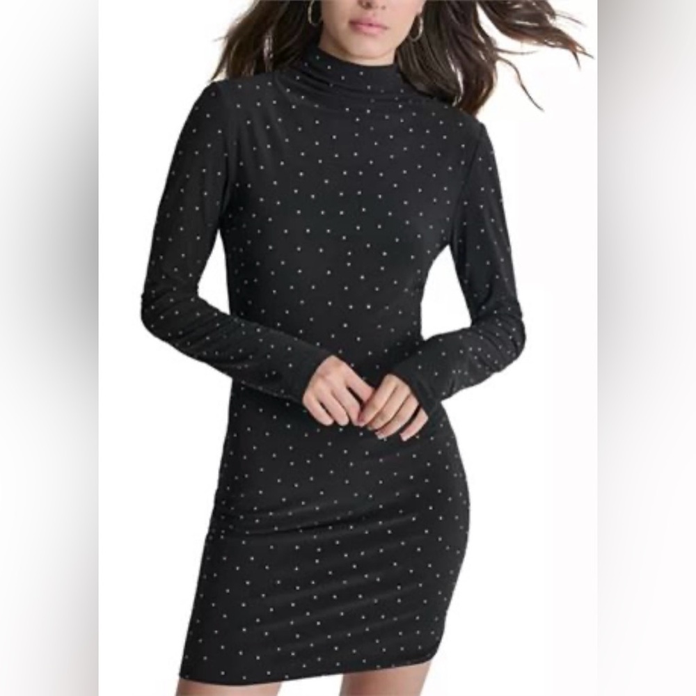 DKNY Crystal Stretch Mini Dress - Black - S